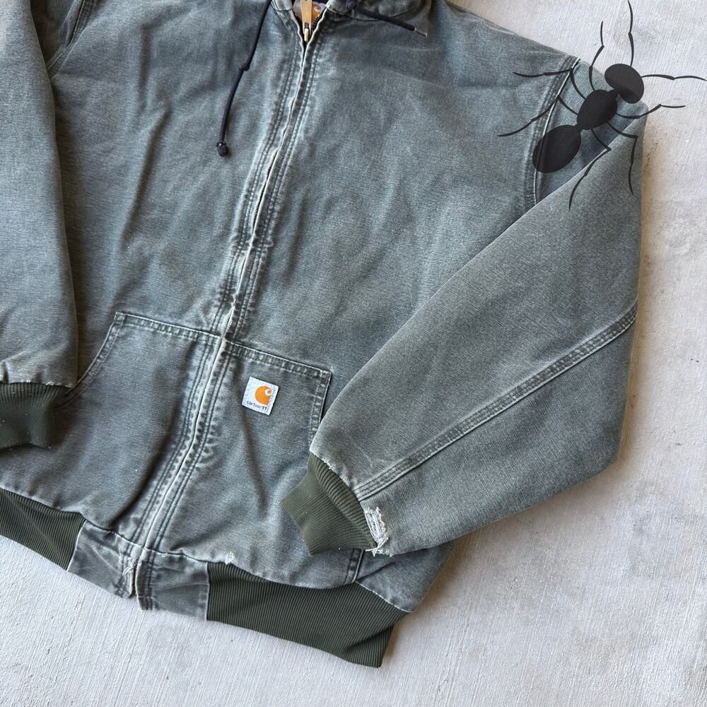 Carhartt WOMENS WJ130 MOS green hooded work wear jacket - Picture 4 of 8